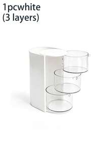 2/3 Layer 180° Rotating Desktop Storage Box, Makeup Brush & Puff Holder, Multi-Layer Egg-Shaped Makeup, Hair Ties, Cosmetics Organizer, Rotating Multi-Layer Transparent Hair Accessory Storage Box, Dust-Proof Plastic Material, Rotating Design, Clear Visibility, Suitable For Back-To-School Storage Needs, Perfect Gift Choice, Back-To-School Essential - View 14