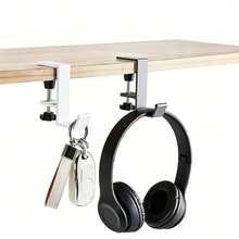 No Drill Desk Hook, Heavy Duty Metal Clamp Hanger For Office Home Storage, Adjustable Screw-On Holder, Multi-Purpose Organizer, Sturdy Clamp Mounting For Desk Edge, Shelf, Cabinet, Kitchen, Classroom, Dorm, Workshop, Garage, RV, Christmas - Multicolor - View 2