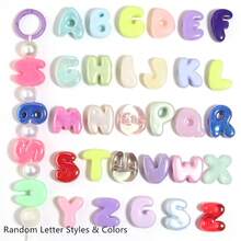 20/30 piezas de cuentas de letras de dibujos animados de colores mixtos aleatorios con agujero grande, cuentas sueltas lindas para pulseras DIY, collares, colgantes de teléfono y decoración de bolígrafos escolares - Cuentas de letras de dibujos animados con agujero grande - Ver 3