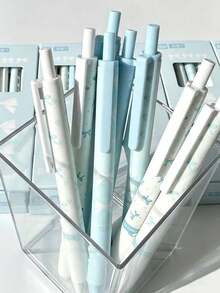 1/4pcs Light Blue Bow Clickable Neutral Ink Pens, Quick-Dry Black Water-Based Ink, Fresh Ins Style Student Writing/Exam Practice Clickable Ballpoint Pen Set, Office & School Supplies, Back To School Gift For Friends - Bow - View 4