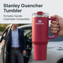 Stanley Ouencher Tumbler, Stainless Steel Insulated Cup, Leakproof Lid & Straw, Portable Handle, Cupholder Compatible, Large Capacity. Ideal Gift For Men & Women For Various Holidays - 玫瑰紅 - 查看 5