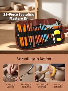 23/28/29/5Pcs Clay Carving Tools Set With Storage Case Stainless Steel Wood Handle Sturdy For Pottery Crafts DIY Artists Hobbyists Beginners - Multicolor - View 5