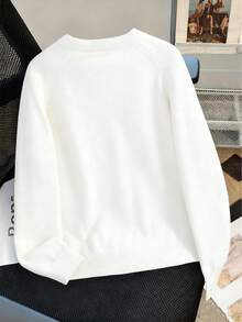 GIGOGOU 大尺碼 1XL-5XL 女款針織開襟毛衣，休閒長袖上衣，白色秋季服飾 - 白色 - 查看 4
