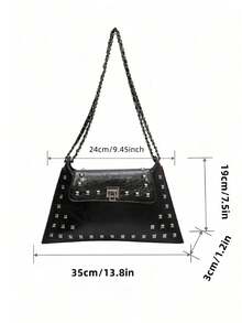 Fashionable And Elegant Street Holiday Solid Color Chain Retro Multifunctional Shoulder Bag Envelope Handbag, Y2k Bag, Gothic Punk Women's Bag - Black - View 6