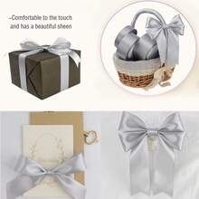 1 Rollo de Cinta de Satén de Poliéster para Cajas de Regalo, Cajas de Caramelos, Decoración de Flores, Material DIY de Rosas Hechas a Mano, Cinta para Envolver Regalos de Vacaciones (Teñida a Máquina, Ligera Diferencia de Color) - gris - Ver 5