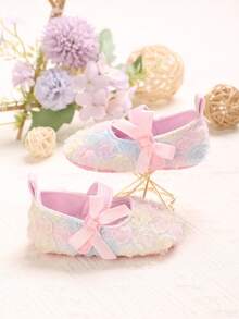 Infant Learning To Walk Shoes, Chiffon Rose Decor Infant Dress Shoes, Skin-Friendly Casual Shoes For 0-1 Year Old Girls - Multicolor - View 4
