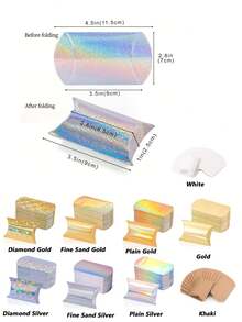 10/20pcs Mini Cardboard Boxes Silver Pillow Shaped Gift Boxes, Wedding, Holiday And Birthday Party Decoration Packaging Boxes, Christmas Gift Packaging - Multicolor - View 5