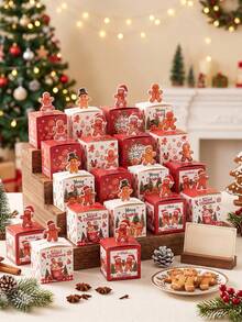 24 Christmas Gift Boxes, Gingerbread Man Christmas Tree Design Mini Christmas Candy Boxes, Christmas Holiday Party Gift Boxes, Merry Christmas Gifts, Christmas Gift Packaging Boxes, Gift Packaging Bags, Christmas Decorations, Christmas Atmosphere, Home Decor, Table Decor, Christmas Ornaments, Christmas Party Supplies, Christmas Eve Holiday Party Supplies, Christmas Decor - Multicolor - View 6