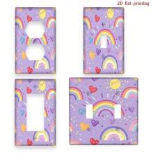 1pc [2D Flat Printing] Pastel Heart Design, Practical, Affordable, And Easy To Clean, Decorative Wall Plates Switches And Outlets, Various Locations - Duplex 11cm*7.5cm - View 1