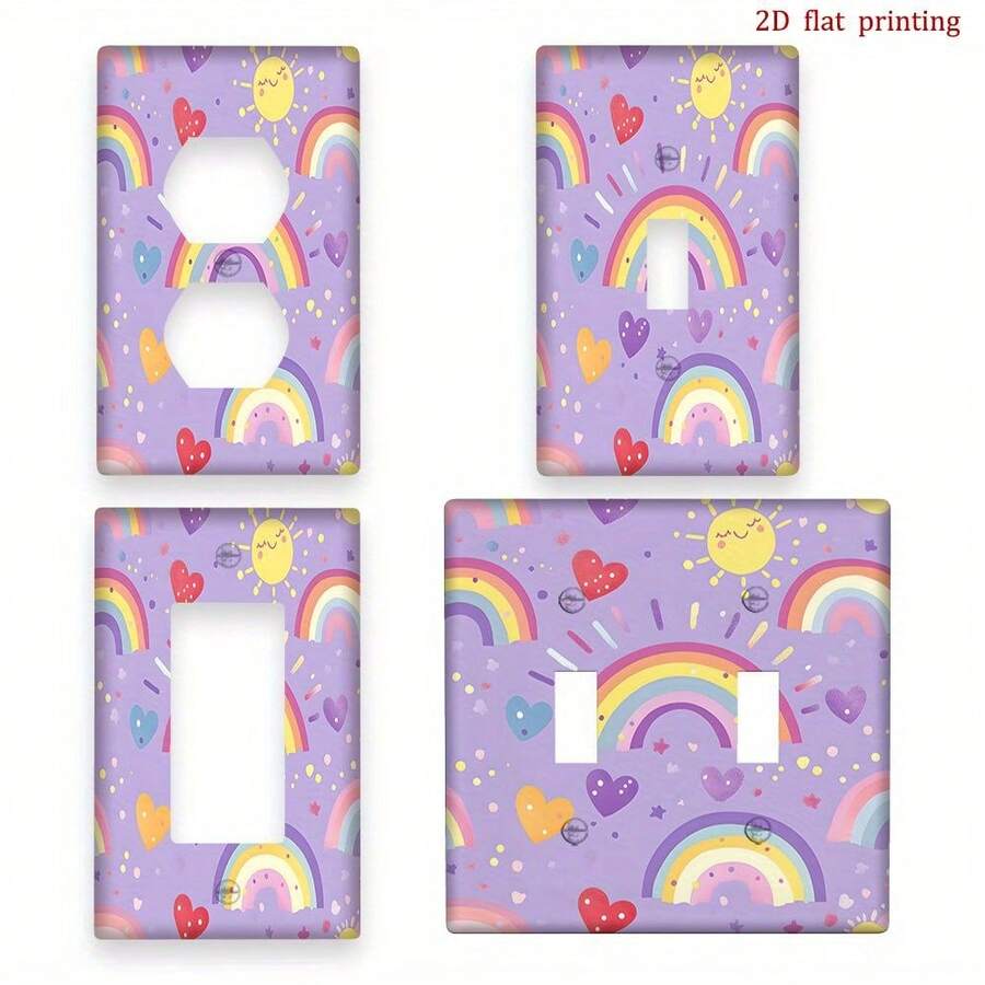 1pc [2D Flat Printing] Pastel Heart Design, Practical, Affordable, And Easy To Clean, Decorative Wall Plates Switches And Outlets, Various Locations - Duplex 11cm*7.5cm - View 1