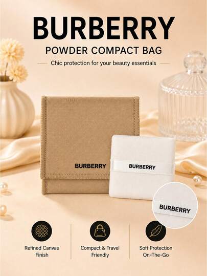 Burberry Powder Puff, Size 5.5*5.5cm, Soft And Smooth Fabric, Includes A Storage Pouch, Gentle Touch For Makeup Application, Convenient For On-The-Go Touch-Ups