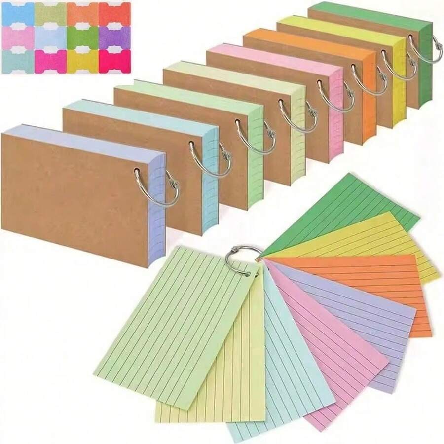 3 Packs 150 Sheets 3x5 Inch Index Cards, Random Color Flash Cards With Rings & Stickers, Lined Grid Study Note Cards, Portable Memory Cards For School, College, Learning, Studying, Note Taking And Exam Prep - one-size - View 1
