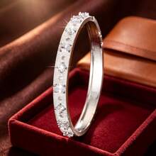 1pc Minimalist Geometric Square & Oval Combination Design Cubic Zirconia Inlaid Women's Bracelet - Multicolor - View 13