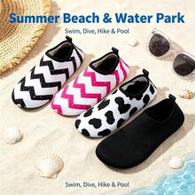 1 par de calcetines de playa y zapatos de agua resistentes al calor de verano, de secado rápido, antideslizantes, con rayas y lunares en color blanco leche, para fiestas al aire libre, fiestas en la piscina y uso en el hogar, calcetines transpirables tipo descalzos para parejas unisex, zapatos de natación para playa, parque acuático, buceo y surf, ligeros y duraderos, regalo de cumpleaños (talla múltiple, unisex, color de unión aleatorio) - Esencial de playa - Multicolor - Ver 2