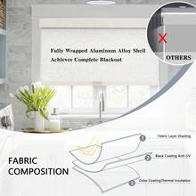 AOSKY Blackout Roller Shades Cordless Blinds For Windows, Free-Stop Shades With Valance, Thermal Insulated Fabric, UV Protection, Natural Woven Blinds For Home And Office (34" W X 72" H, Black) - Linen Beige - View 11