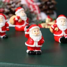 2pcs Christmas Mini Decorations, Mini Santa Claus Resin Figurines, Christmas Party Decor Supplies (Random Color) - Multicolor - View 5
