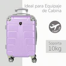 Maleta Rígida de Viaje Equipaje de Cabina con Candado de Seguriad, 4 Ruedas Giratorias Desmontables, Esquineros Antigolpes, Maleta Carry On Amplio Espacio - Púrpura malva - Ver 4