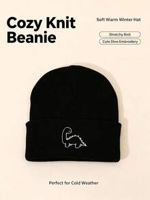 Children's Autumn New Knit Hat, Cute Embroidered Dinosaur Design, Suitable For Boys And Girls Aged 1-4 Years - Multicolor - View 5