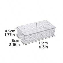3Pcs Water Ripple Clear Plastic Storage Organizer Set, Divided Multi-Grid Cosmetic Storage Box, Glacier Texture Desktop Vanity Makeup Skincare Lipstick Jewelry Stationery Storage Tray For Bathroom Dresser Countertop - Glacier Pattern - View 14