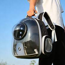 Fashion Horizontal Transparent Space Capsule Pet Carrier 44*32*26cm, Breathable Mesh Tote Bag With Shoulder Strap, Storage Pocket For Small Cats Dogs, Random Color Delivery - Multicolor - View 4