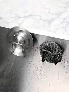 1pc Wall Mounted Paper Towel Holder Bathroom Storage Rack Stainless Steel Sponge Holder Wall Mounted Cling Film Shelf Holder Kitchen Sink Accessories,Suitable For Kitchen Bathroom Living Room - Multicolor - View 3