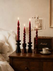4pcs Scented Long Taper Candles 20cm*2cm, 7 Hours Burning Time, Christmas Halloween Home Table Decor, Wedding Party Candle Holder Decoration Fragrance Candles - Mixed - View 10