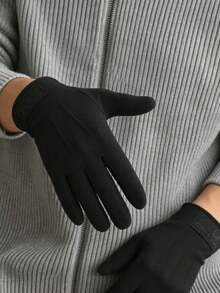 2pcs Men's Warm Gloves, Touchscreen Compatible, Suitable For Winter Daily Use - Multicolor - View 3
