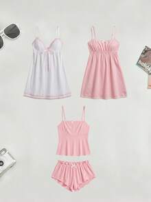 Conjunto de ropa de estar en casa/dormir casual y lindo de verano para mujer Lowkey Lull - Multicolor - Ver 8