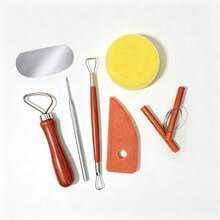 8pcs Plastic Clay Sculpting Tool Kit, Professional Pottery Modeling Tools With Wire Clay Cutter, Sponge, Scrapers For DIY Handmade Ceramic Art Crafts - Multicolor - View 10