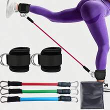 Fitness Cable Machine Attachments Kit, Tricep Rope, Exercise Handles, Ankle Cuffs, Door Anchor, Carabiner Clips For Gym Training - A - View 4