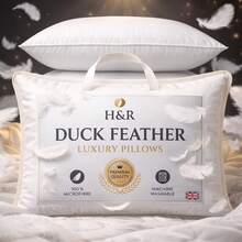 H&R Duck Feather & Down Microfiber Bed Pillows, Hotel Quality Ultra Soft Fluffy Hypoallergenic Breathable Machine Washable, High Loft Support, Pack Of 1/2/4 - White - View 1