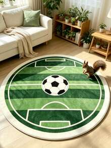 1pc Green Round Soccer Field Decorative Carpet, Bedroom Decor, Small Rug, Carpet, Home Decor, Living Room Carpet, Living Room Small Rug, Bedroom Carpet, Living Room Home Decor, Outdoor Carpet, Washable Carpet - Multicolor 8 - View 1
