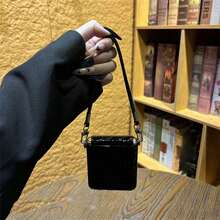Funda de teléfono con patrón de cocodrilo Simple Classics con correa portátil compatible con Samsung Galaxy Z Flip 8 Flip8 cubierta trasera - Negro - Ver 4