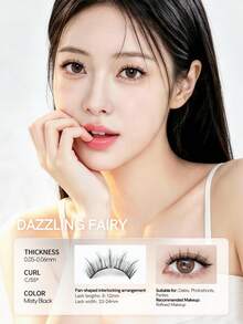 Mlen Diary 軟磁假睫毛套組 8-12mm 可重複使用，免睫毛膠，升級版 3D 雙磁睫毛，便攜式免膠睫毛簇，適合輕盈自然妝容 - 黑色 - 查看 2