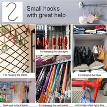 20pcs Stainless Steel Heavy Duty Shape Hook Hanger With Anti-Scratch Caps Organizer For Hanging Accessories Kitchen Bedroom Closet Storage Solutions Durable Metal Hooks For Home Organization - Multicolor - View 9