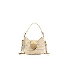 1pc Casual Girl PU Leather Shoulder Handbag, Mini Solid Color Heart Crocodile Embossed Material Shoulder Bag - A - View 14