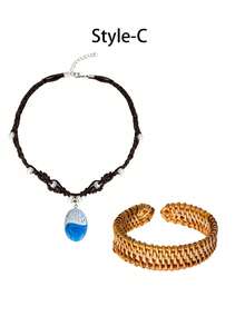 1/2pcs Boho Pendant Long Choker, Bohemian Leopard Multi-Layer Crystal Beads Cuff Bracelet Stack Summer Inspired Clothes Concho Country Concert Outfits - Multicolor - View 16