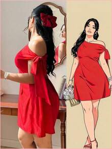 Plus Size Dresses - Red - View 1