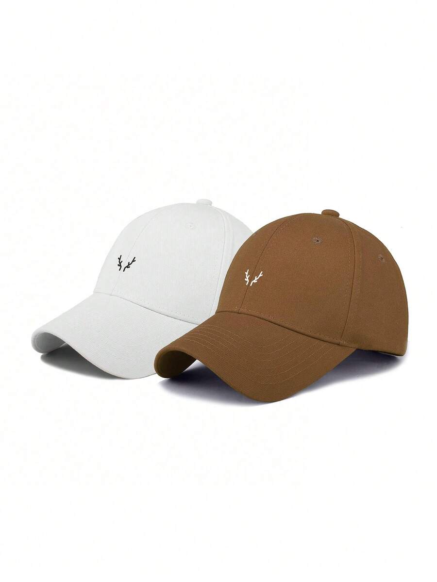 1pc Printed Pattern Casual Minimalist Adjustable Baseball Cap For Men - White + Brown - View 1