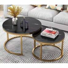 Modern Minimalist Coffee Table, Lightweight Luxury Coffee Table For Home Living Room, Small Size Bedroom Round Side Table For Small Space - Black - View 9