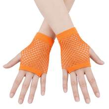 1 Pair Women Short Fishnet Fingerless Mesh Gloves, Gothic Punk Stretch Arm Warmers, Breathable Sun Protection Gloves For Nightclub Party Costume - Multicolor - View 9