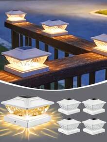 Solar Powered Outdoor Pillar Light, LED Modern Waterproof Villa/Garden/Gate Pillar Light Decoration Home Decor Outdoor Decoration, Solar Powered Garden Decorative Light, Solar Powered Garden Pillar Head Light - Multicolor - View 2