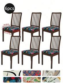Waterproof Stretch Printed Dining Chair Slipcover, Machine Washable Removable Elastic Cover With Drawstring, Universal Milk Fiber Furniture Protector, Stain Resistant Anti-Scratch For Kitchen, Office & Pet Friendly Homes - Multicolor - View 25