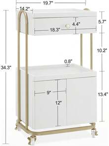 Salon Trolley With Universal Wheels, Storage Rolling Cart With Drawer, Barber Shop Tool Organizer For Hair Stylist, Spa Metal Trolley For Storing Skin Cosmetics - White - View 4