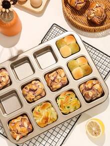 Carbon Steel Non-Stick Square Brownie Mold Mini Muffin Pan Baking Cake Cookie Tray - Multicolor - View 8