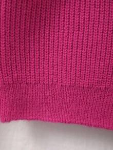 Tween Girl Knitted Embroidered Floral Collar Cardigan - Hot Pink - View 10