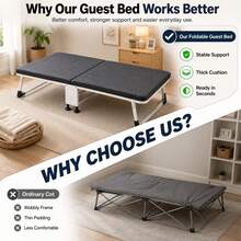 ERUIV Portable Folding Bed, Metal Frame Guest Bed, Foldable Sleeping Cot With Comfortable Mattress Pad, Space Saving Rollaway Bed For Home, Office, Camping, Indoor And Outdoor Use, Compact Design For Rest And Relaxation - 1 Black Folding Bed - View 8
