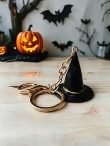 1 Set 3D Magic Hat Keychain | Cute Pointed Wizard Hat Bag Charm - Perfect For Wallet, Backpack And Daily Decoration; Includes Organza Bag And Card, Halloween Decor, Fall Decor - Multicolor - View 6