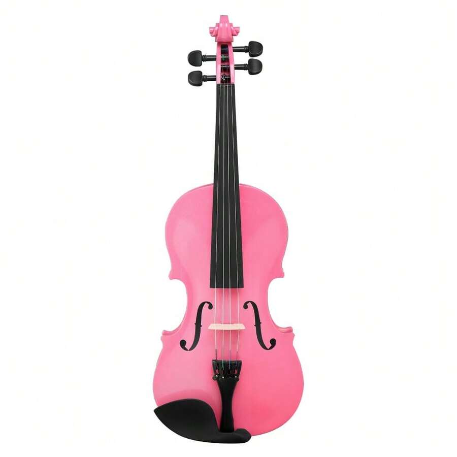 New 4/4 Acoustic Violin Case Bow Rosin Pink - As Pic - View 1