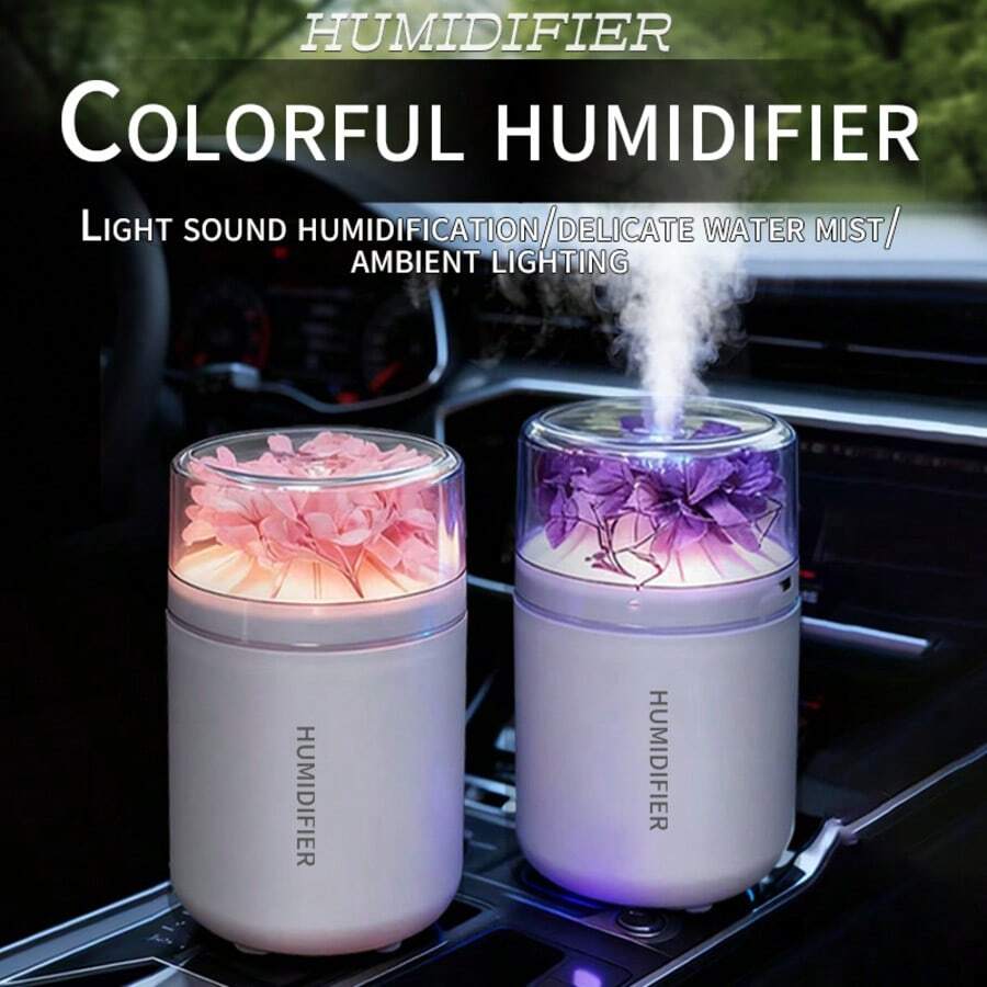 1pc USB Plug-In Mini Humidifier, 360° Fine Mist Non-Wetting Desktop Portable Aromatherapy Diffuser, With Colorful RGB Ambient Night Light, Quiet Ultrasonic Cool Mist Humidifier, Suitable For Car, Desk, Bedroom, Office, Travel Gift